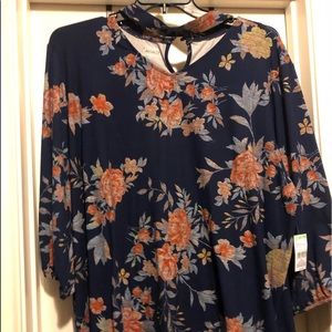 Navy floral blouse